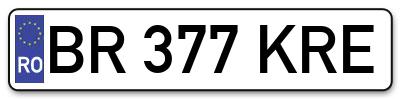 Placuta inmatriculare numar auto  BR-377-KRE, BR 377 KRE, BR377KRE
