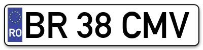 Placuta inmatriculare numar auto  BR-38-CMV, BR 38 CMV, BR38CMV