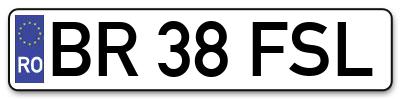 Placuta inmatriculare numar auto  BR-38-FSL, BR 38 FSL, BR38FSL