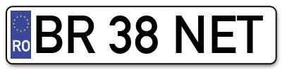 Placuta inmatriculare numar auto  BR-38-NET, BR 38 NET, BR38NET