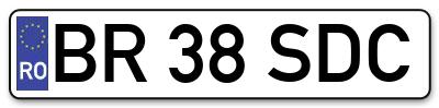 Placuta inmatriculare numar auto  BR-38-SDC, BR 38 SDC, BR38SDC