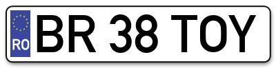 Placuta inmatriculare numar auto  BR-38-TOY, BR 38 TOY, BR38TOY