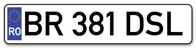 Placuta inmatriculare numar auto  BR-381-DSL, BR 381 DSL, BR381DSL