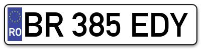 Placuta inmatriculare numar auto  BR-385-EDY, BR 385 EDY, BR385EDY