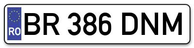 Placuta inmatriculare numar auto  BR-386-DNM, BR 386 DNM, BR386DNM
