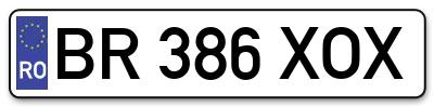 Placuta inmatriculare numar auto  BR-386-XOX, BR 386 XOX, BR386XOX