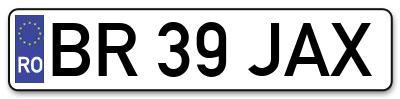 Placuta inmatriculare numar auto  BR-39-JAX, BR 39 JAX, BR39JAX