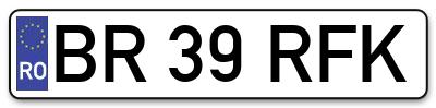 Placuta inmatriculare numar auto  BR-39-RFK, BR 39 RFK, BR39RFK