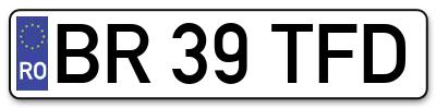 Placuta inmatriculare numar auto  BR-39-TFD, BR 39 TFD, BR39TFD