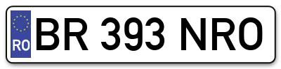Placuta inmatriculare numar auto  BR-393-NRO, BR 393 NRO, BR393NRO