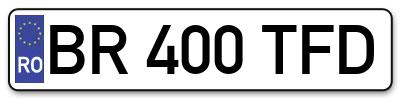 Placuta inmatriculare numar auto  BR-400-TFD, BR 400 TFD, BR400TFD