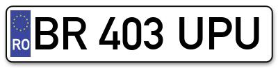 Placuta inmatriculare numar auto  BR-403-UPU, BR 403 UPU, BR403UPU
