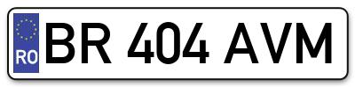 Placuta inmatriculare numar auto  BR-404-AVM, BR 404 AVM, BR404AVM