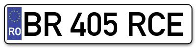 Placuta inmatriculare numar auto  BR-405-RCE, BR 405 RCE, BR405RCE