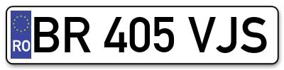 Placuta inmatriculare numar auto  BR-405-VJS, BR 405 VJS, BR405VJS