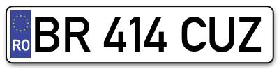 Placuta inmatriculare numar auto  BR-414-CUZ, BR 414 CUZ, BR414CUZ