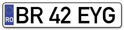 Placuta inmatriculare numar auto  BR-42-EYG, BR 42 EYG, BR42EYG