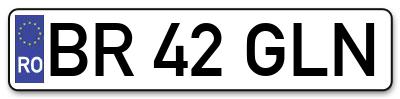 Placuta inmatriculare numar auto  BR-42-GLN, BR 42 GLN, BR42GLN