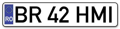 Placuta inmatriculare numar auto  BR-42-HMI, BR 42 HMI, BR42HMI