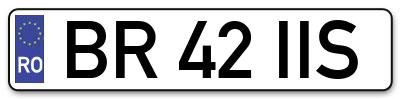 Placuta inmatriculare numar auto  BR-42-IIS, BR 42 IIS, BR42IIS