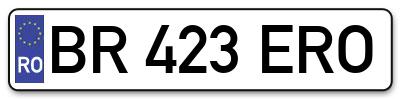 Placuta inmatriculare numar auto  BR-423-ERO, BR 423 ERO, BR423ERO