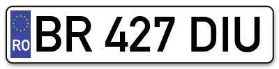 Placuta inmatriculare numar auto  BR-427-DIU, BR 427 DIU, BR427DIU