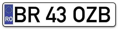 Placuta inmatriculare numar auto  BR-43-OZB, BR 43 OZB, BR43OZB