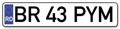 Placuta inmatriculare numar auto  BR-43-PYM, BR 43 PYM, BR43PYM
