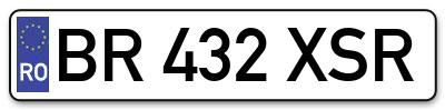 Placuta inmatriculare numar auto  BR-432-XSR, BR 432 XSR, BR432XSR