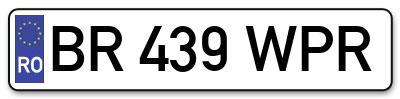 Placuta inmatriculare numar auto  BR-439-WPR, BR 439 WPR, BR439WPR