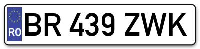 Placuta inmatriculare numar auto  BR-439-ZWK, BR 439 ZWK, BR439ZWK