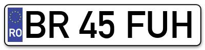 Placuta inmatriculare numar auto  BR-45-FUH, BR 45 FUH, BR45FUH