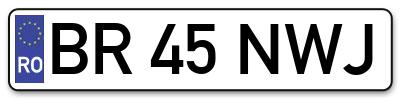 Placuta inmatriculare numar auto  BR-45-NWJ, BR 45 NWJ, BR45NWJ