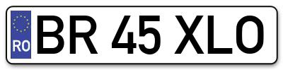Placuta inmatriculare numar auto  BR-45-XLO, BR 45 XLO, BR45XLO