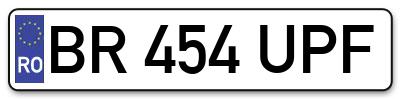 Placuta inmatriculare numar auto  BR-454-UPF, BR 454 UPF, BR454UPF