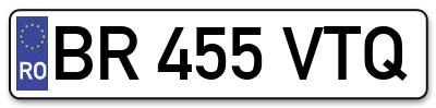 Placuta inmatriculare numar auto  BR-455-VTQ, BR 455 VTQ, BR455VTQ