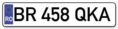 Placuta inmatriculare numar auto  BR-458-QKA, BR 458 QKA, BR458QKA