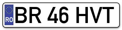 Placuta inmatriculare numar auto  BR-46-HVT, BR 46 HVT, BR46HVT