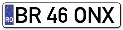 Placuta inmatriculare numar auto  BR-46-ONX, BR 46 ONX, BR46ONX