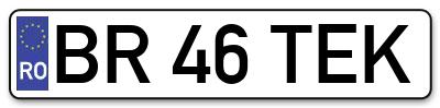 Placuta inmatriculare numar auto  BR-46-TEK, BR 46 TEK, BR46TEK