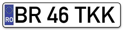 Placuta inmatriculare numar auto  BR-46-TKK, BR 46 TKK, BR46TKK