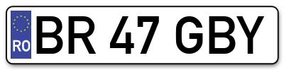 Placuta inmatriculare numar auto  BR-47-GBY, BR 47 GBY, BR47GBY