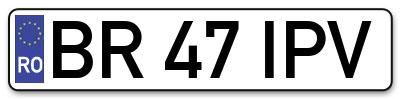 Placuta inmatriculare numar auto  BR-47-IPV, BR 47 IPV, BR47IPV