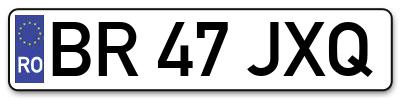 Placuta inmatriculare numar auto  BR-47-JXQ, BR 47 JXQ, BR47JXQ