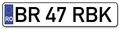 Placuta inmatriculare numar auto  BR-47-RBK, BR 47 RBK, BR47RBK