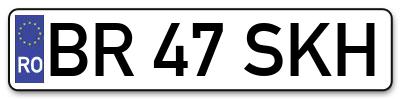 Placuta inmatriculare numar auto  BR-47-SKH, BR 47 SKH, BR47SKH