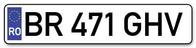 Placuta inmatriculare numar auto  BR-471-GHV, BR 471 GHV, BR471GHV