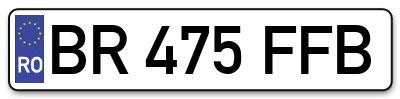 Placuta inmatriculare numar auto  BR-475-FFB, BR 475 FFB, BR475FFB