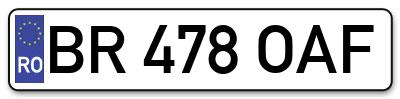 Placuta inmatriculare numar auto  BR-478-OAF, BR 478 OAF, BR478OAF