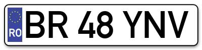 Placuta inmatriculare numar auto  BR-48-YNV, BR 48 YNV, BR48YNV